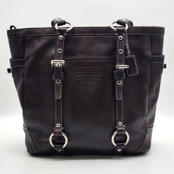 Euc Vintage Coach Gallery Y2K Black Leather Shoulder Bag Tote Purse c